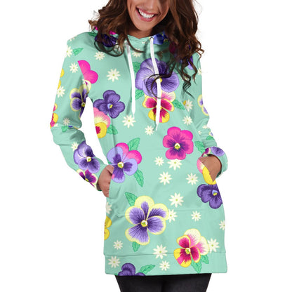Pansy Pattern Print Design PS08 Women Hoodie Dress