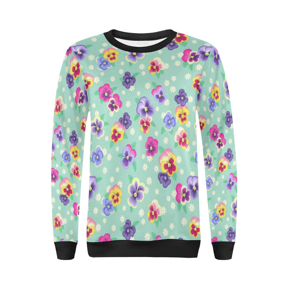 Pansy Pattern Print Design PS08 Women Long Sleeve Sweatshirt-JorJune