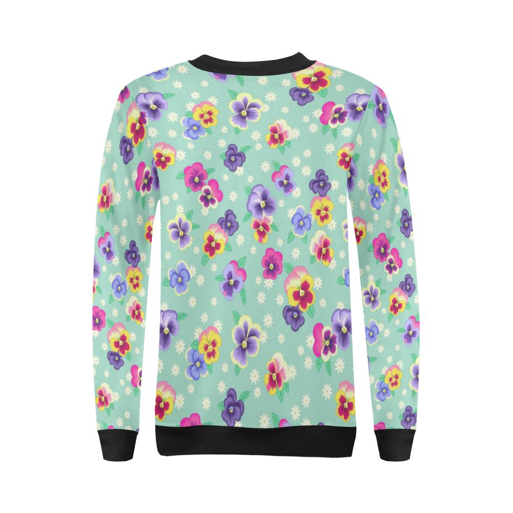 Pansy Pattern Print Design PS08 Women Long Sleeve Sweatshirt-JorJune