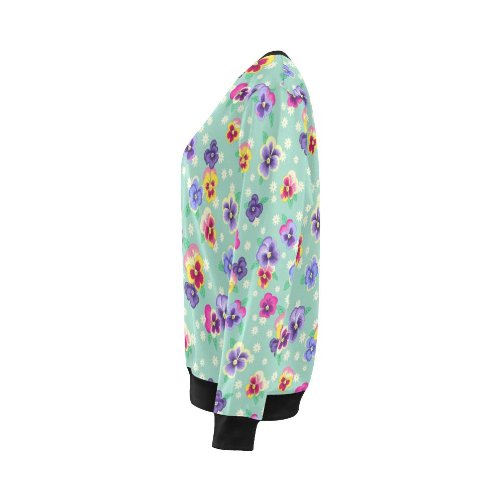 Pansy Pattern Print Design PS08 Women Long Sleeve Sweatshirt-JorJune