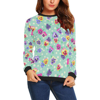 Pansy Pattern Print Design PS08 Women Long Sleeve Sweatshirt-JorJune