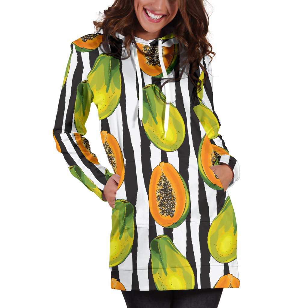 Papaya Pattern Print Design PP01 Women Hoodie Dress