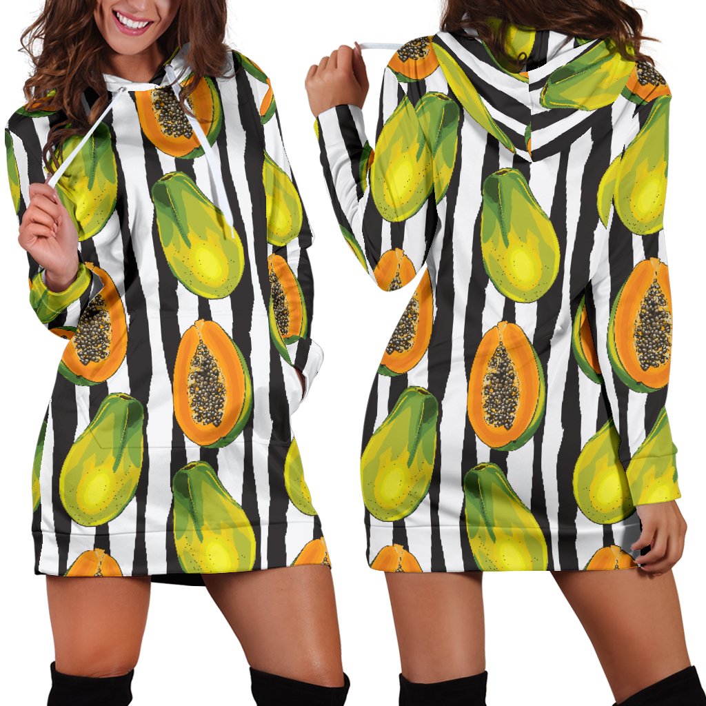 Papaya Pattern Print Design PP01 Women Hoodie Dress