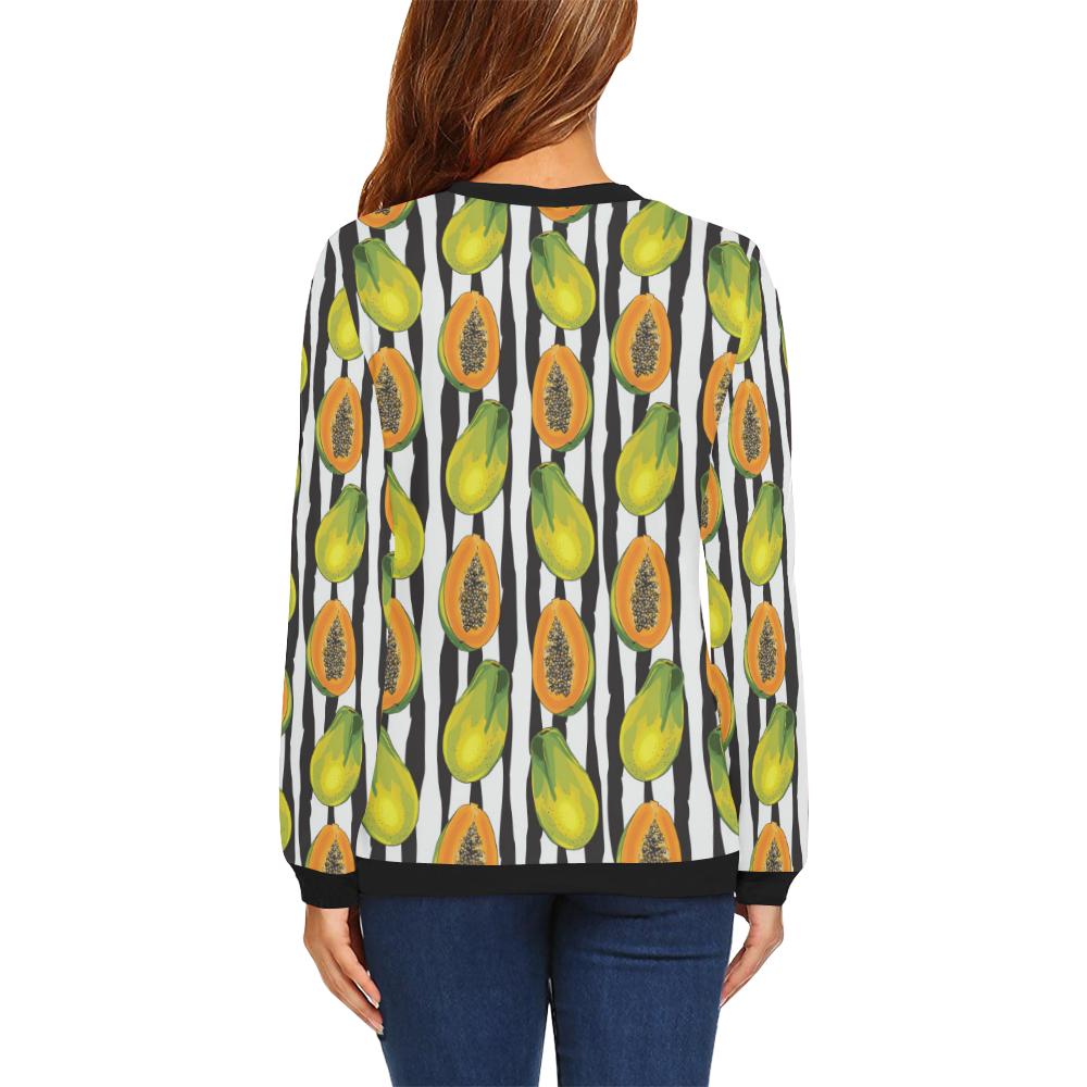 Papaya Pattern Print Design PP01 Women Long Sleeve Sweatshirt-JorJune