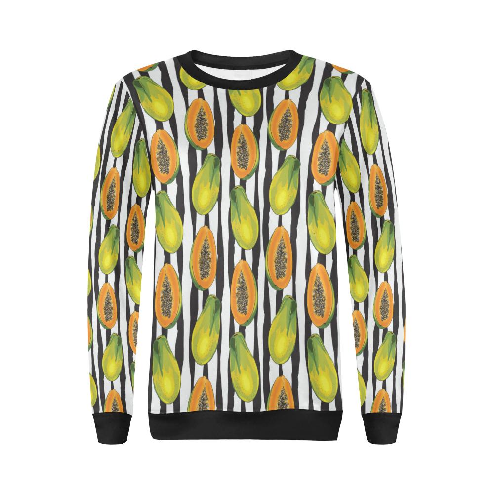 Papaya Pattern Print Design PP01 Women Long Sleeve Sweatshirt-JorJune