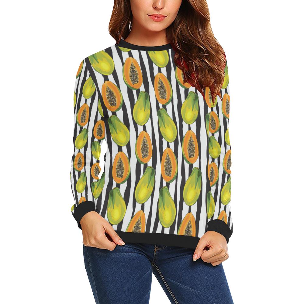 Papaya Pattern Print Design PP01 Women Long Sleeve Sweatshirt-JorJune