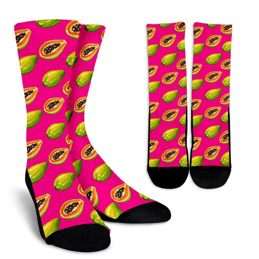 Papaya Pattern Print Design PP02 Crew Socks-JORJUNE.COM