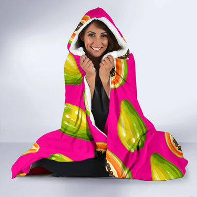 Papaya Pattern Print Design PP02 Hooded Blanket-JORJUNE.COM