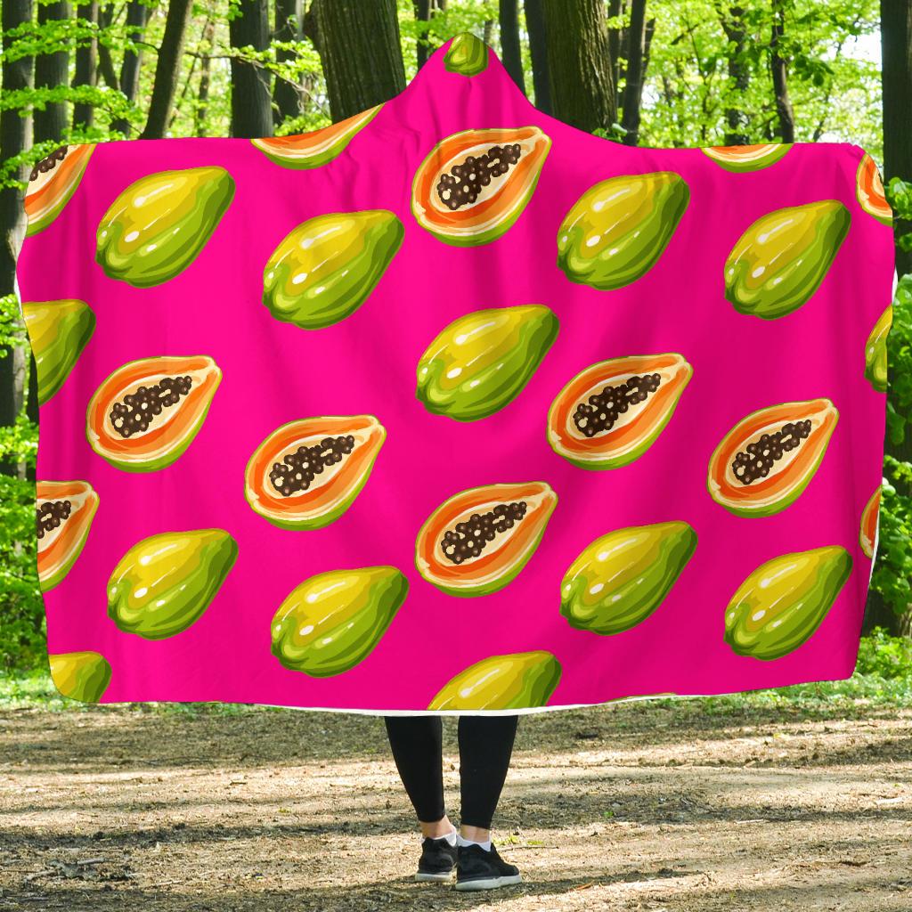 Papaya Pattern Print Design PP02 Hooded Blanket-JORJUNE.COM