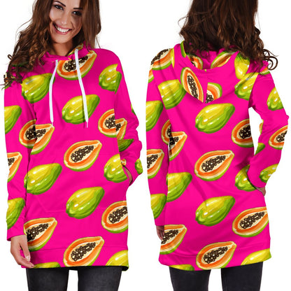 Papaya Pattern Print Design PP02 Women Hoodie Dress