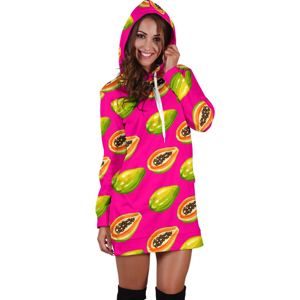 Papaya Pattern Print Design PP02 Women Hoodie Dress
