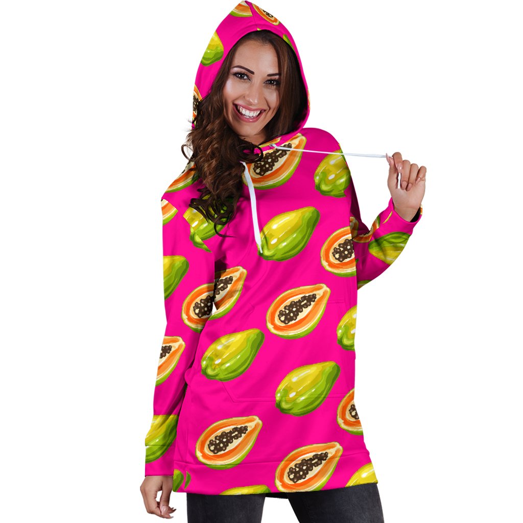 Papaya Pattern Print Design PP02 Women Hoodie Dress