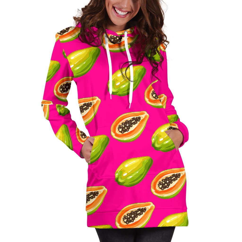 Papaya Pattern Print Design PP02 Women Hoodie Dress