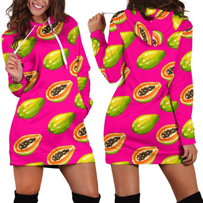 Papaya Pattern Print Design PP02 Women Hoodie Dress