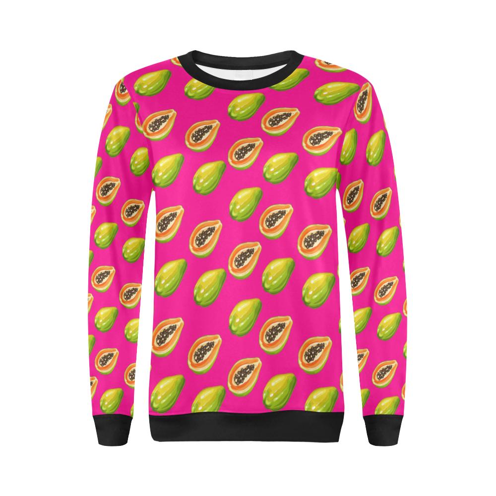 Papaya Pattern Print Design PP02 Women Long Sleeve Sweatshirt-JorJune