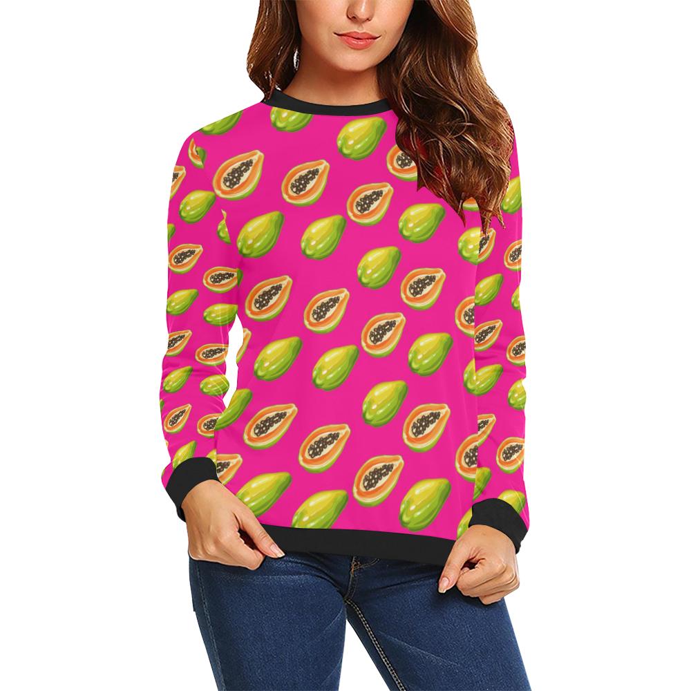 Papaya Pattern Print Design PP02 Women Long Sleeve Sweatshirt-JorJune