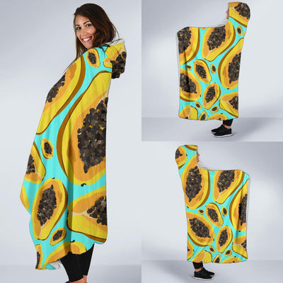 Papaya Pattern Print Design PP03 Hooded Blanket-JORJUNE.COM
