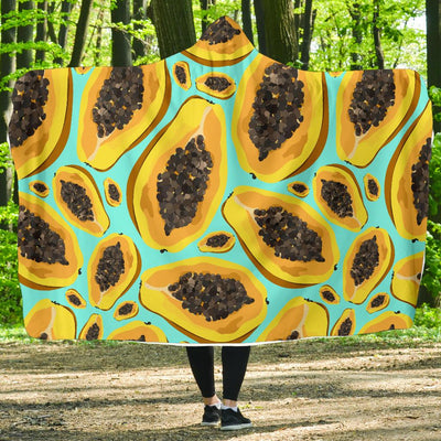 Papaya Pattern Print Design PP03 Hooded Blanket-JORJUNE.COM