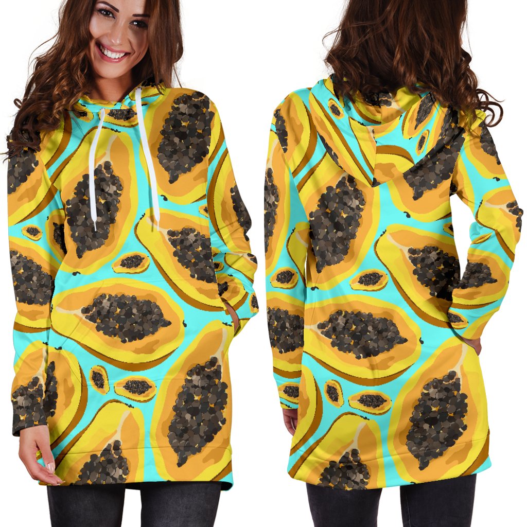 Papaya Pattern Print Design PP03 Women Hoodie Dress