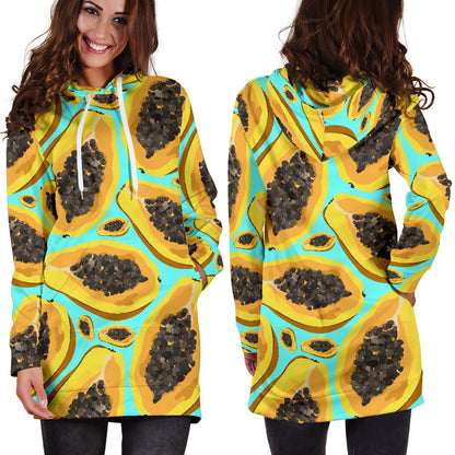 Papaya Pattern Print Design PP03 Women Hoodie Dress