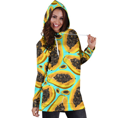 Papaya Pattern Print Design PP03 Women Hoodie Dress