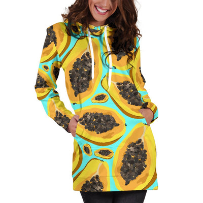 Papaya Pattern Print Design PP03 Women Hoodie Dress