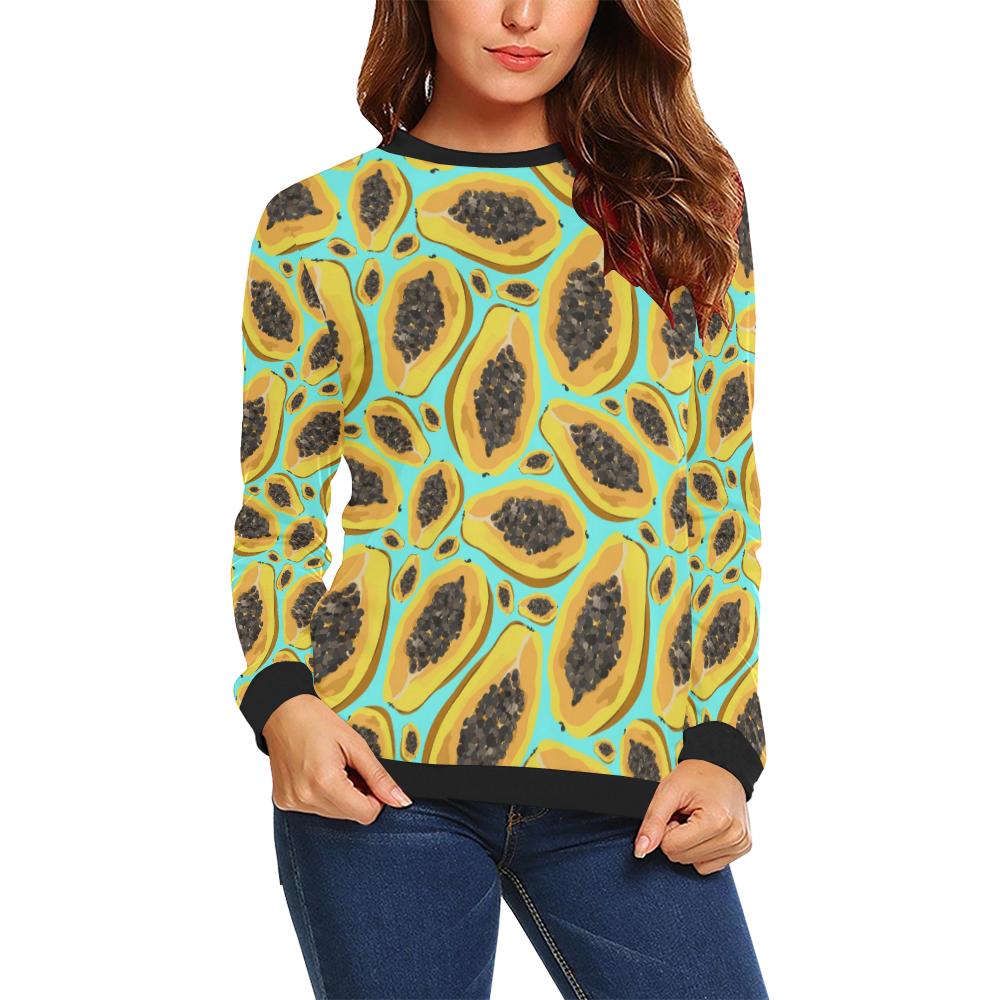 Papaya Pattern Print Design PP03 Women Long Sleeve Sweatshirt-JorJune
