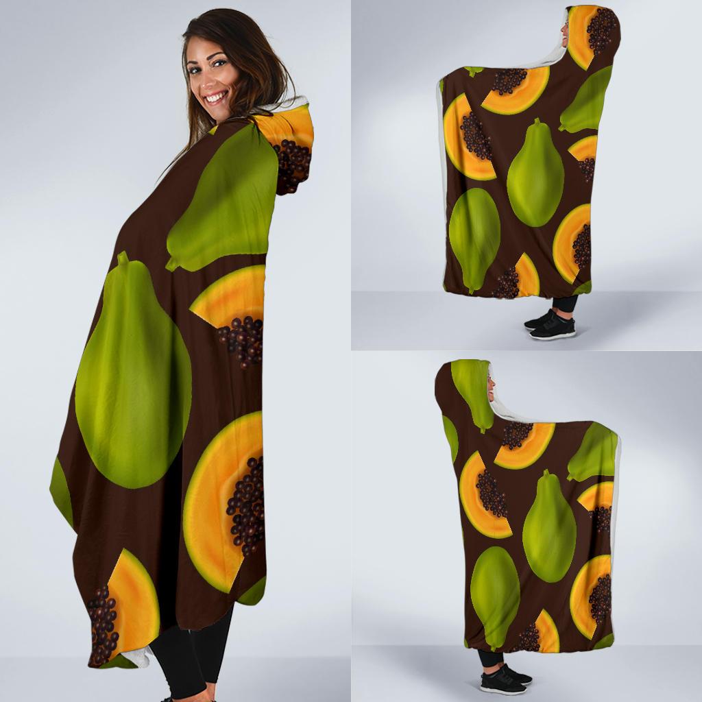 Papaya Pattern Print Design PP04 Hooded Blanket-JORJUNE.COM
