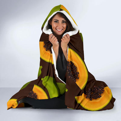 Papaya Pattern Print Design PP04 Hooded Blanket-JORJUNE.COM