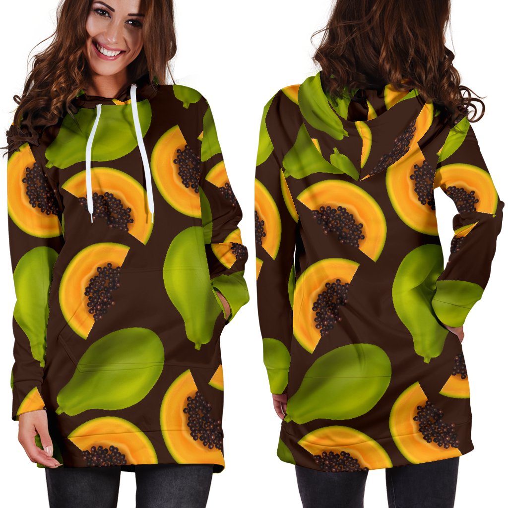Papaya Pattern Print Design PP04 Women Hoodie Dress
