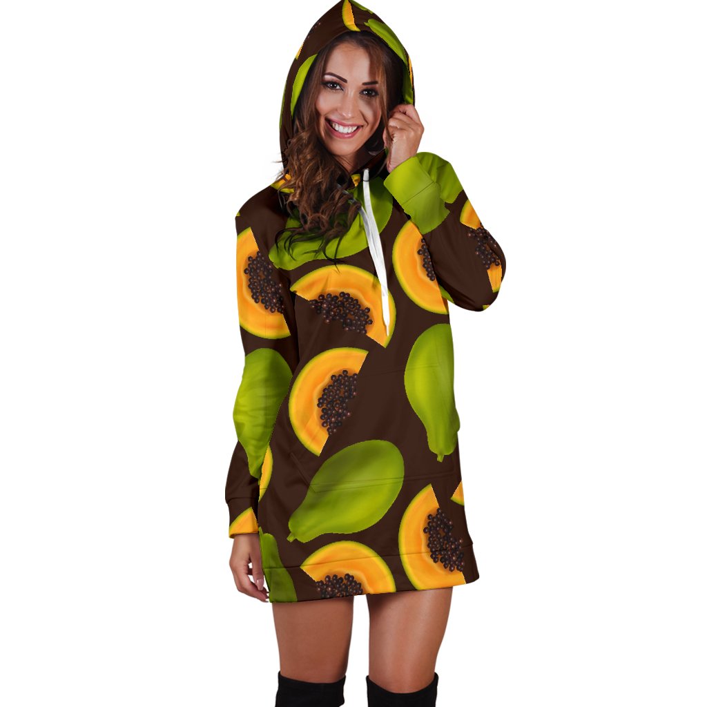 Papaya Pattern Print Design PP04 Women Hoodie Dress