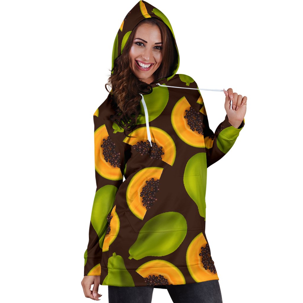 Papaya Pattern Print Design PP04 Women Hoodie Dress