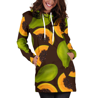 Papaya Pattern Print Design PP04 Women Hoodie Dress