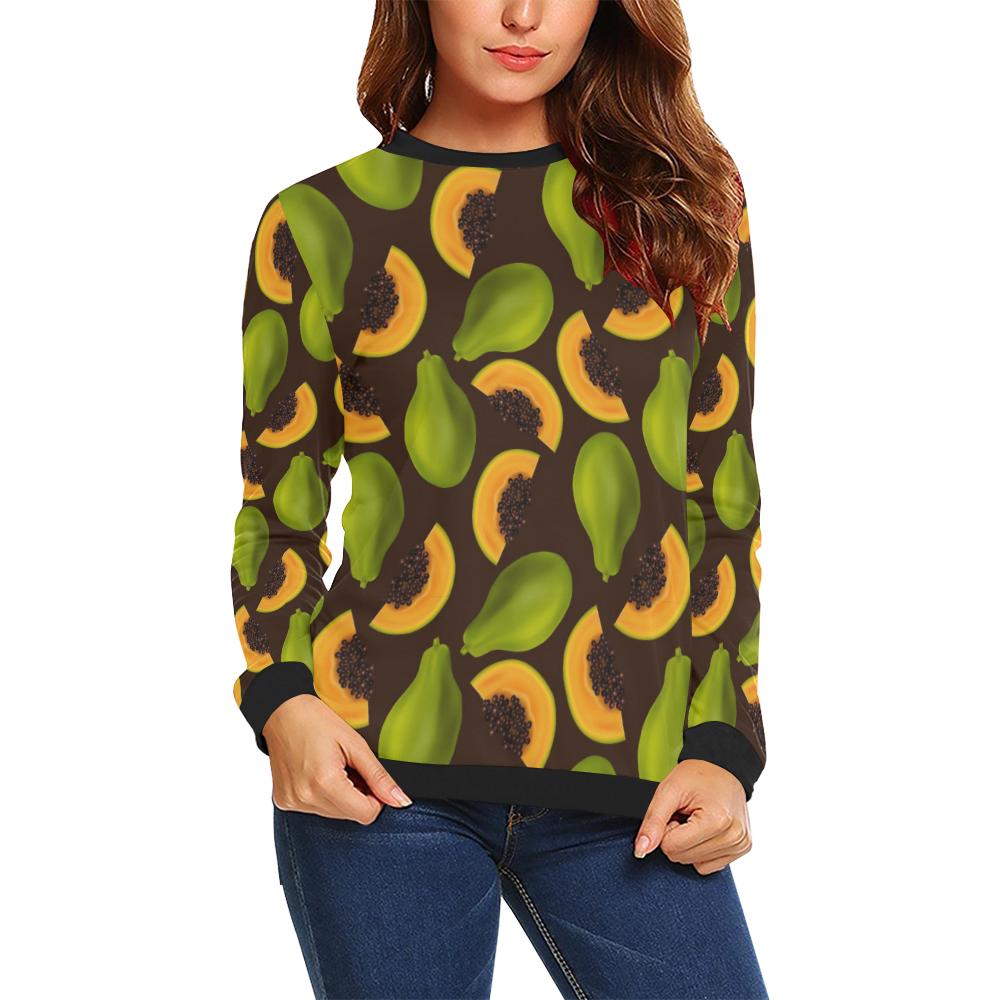Papaya Pattern Print Design PP04 Women Long Sleeve Sweatshirt-JorJune
