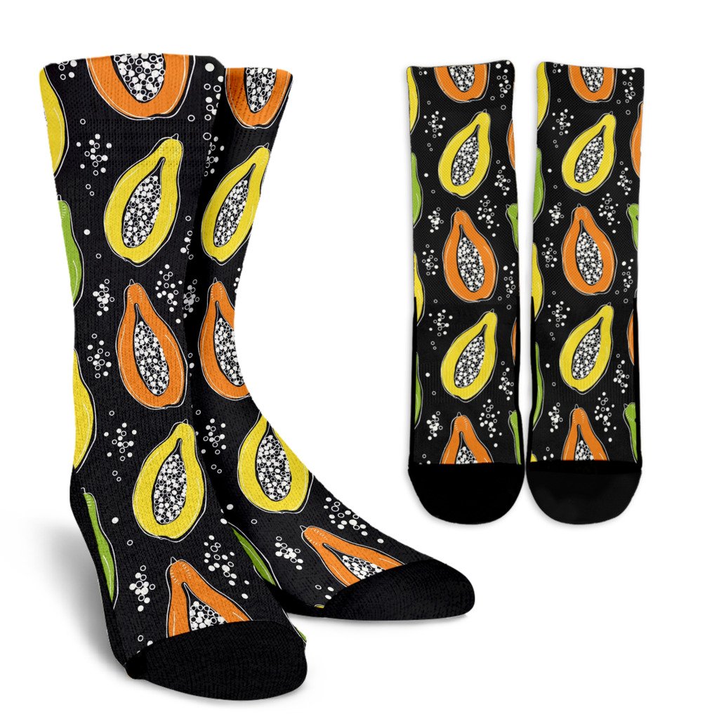 Papaya Pattern Print Design PP05 Crew Socks-JORJUNE.COM