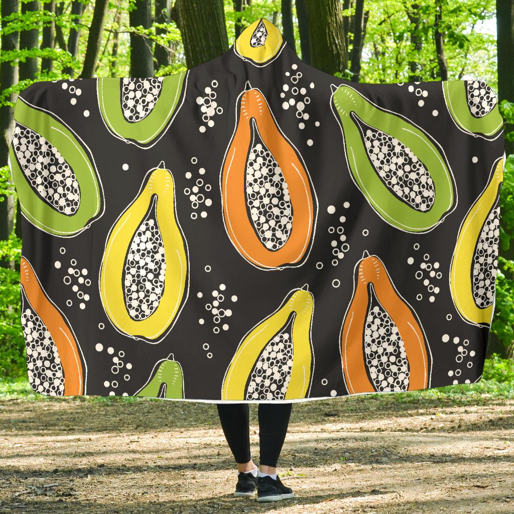 Papaya Pattern Print Design PP05 Hooded Blanket-JORJUNE.COM