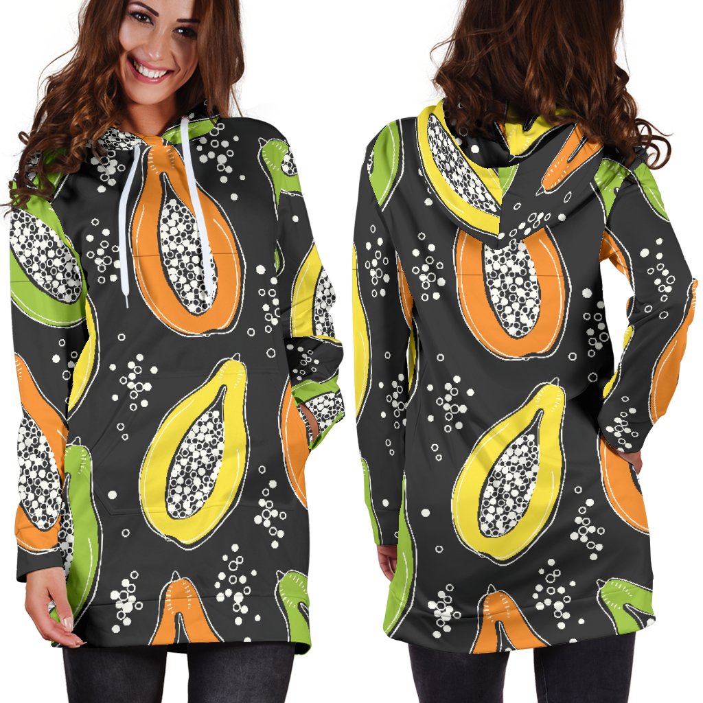 Papaya Pattern Print Design PP05 Women Hoodie Dress