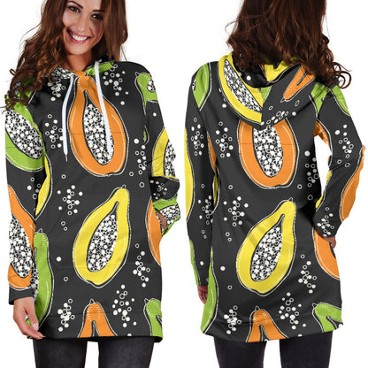 Papaya Pattern Print Design PP05 Women Hoodie Dress