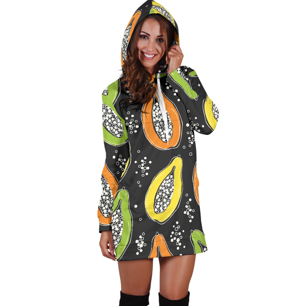 Papaya Pattern Print Design PP05 Women Hoodie Dress