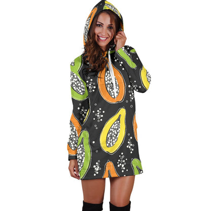 Papaya Pattern Print Design PP05 Women Hoodie Dress