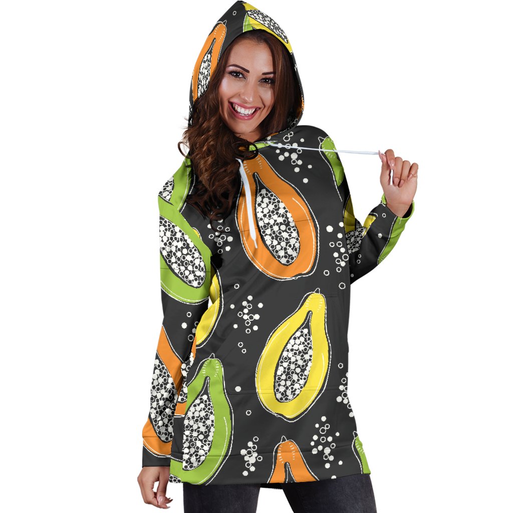 Papaya Pattern Print Design PP05 Women Hoodie Dress