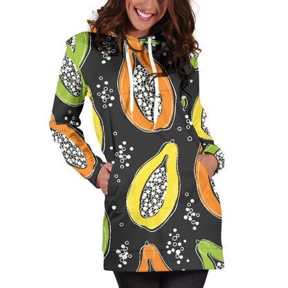 Papaya Pattern Print Design PP05 Women Hoodie Dress