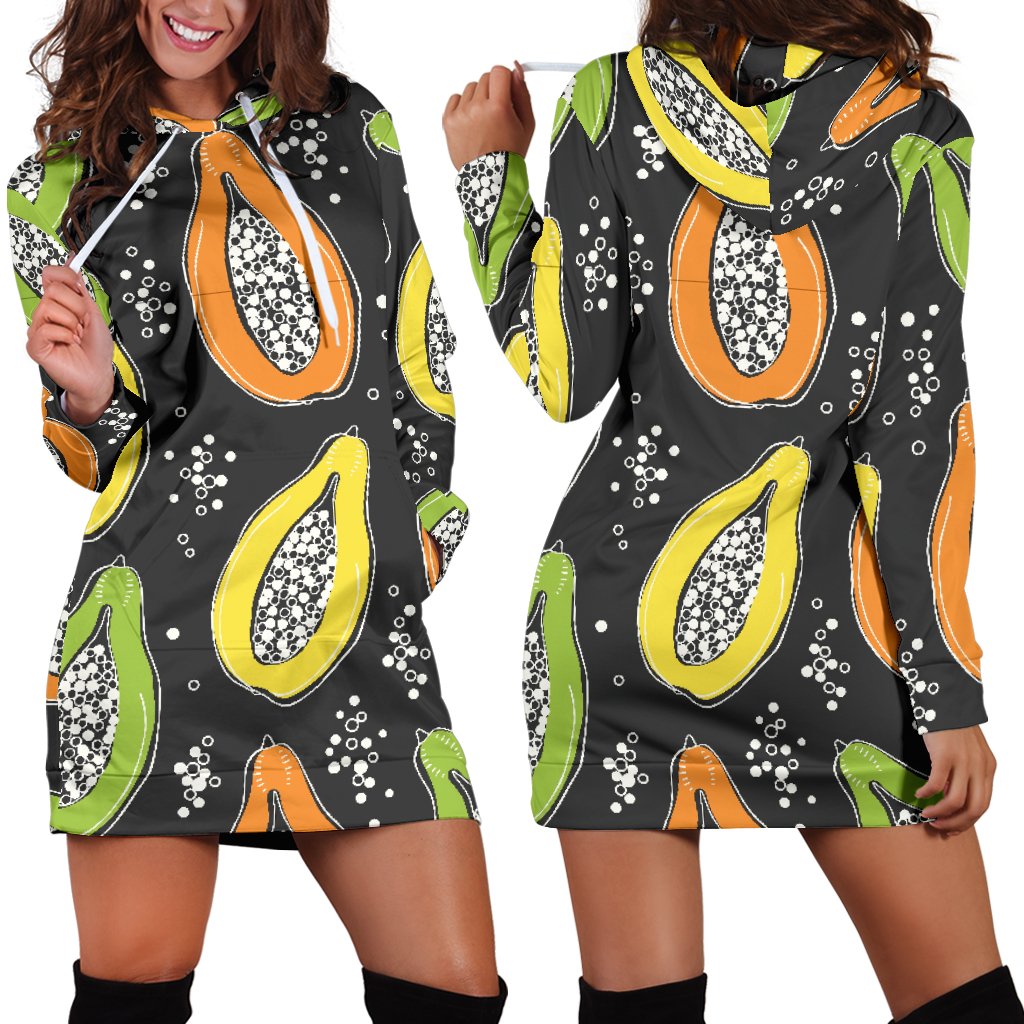 Papaya Pattern Print Design PP05 Women Hoodie Dress