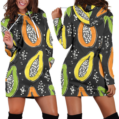 Papaya Pattern Print Design PP05 Women Hoodie Dress