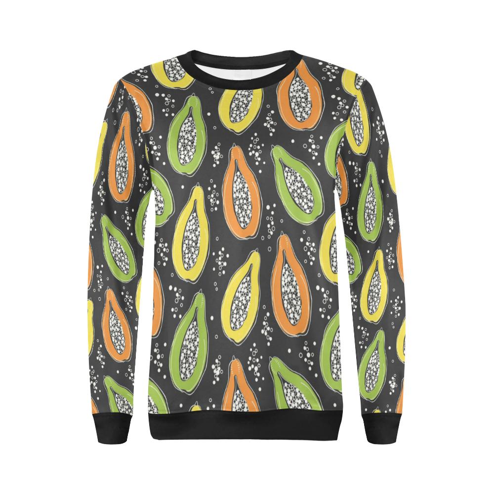 Papaya Pattern Print Design PP05 Women Long Sleeve Sweatshirt-JorJune