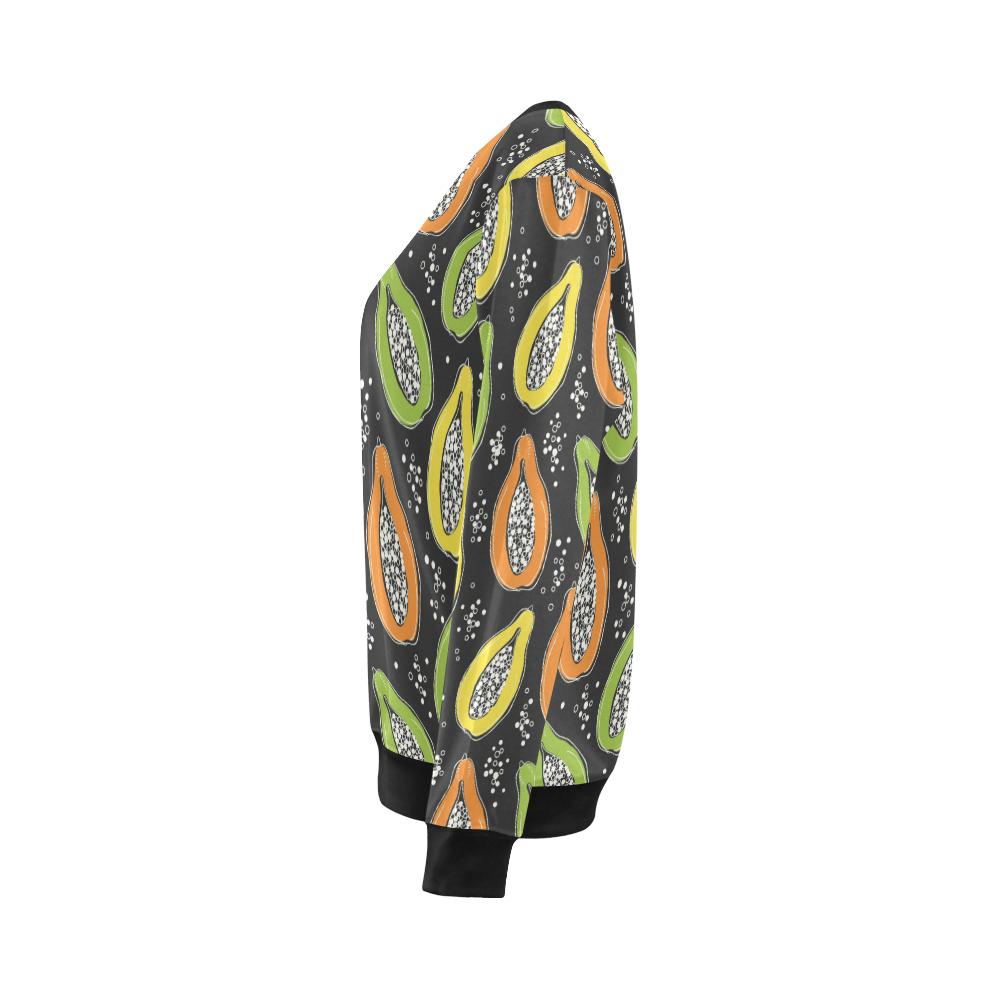 Papaya Pattern Print Design PP05 Women Long Sleeve Sweatshirt-JorJune