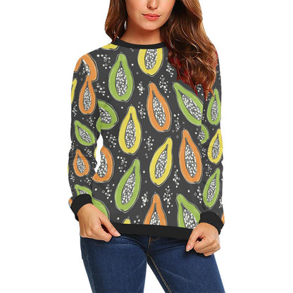 Papaya Pattern Print Design PP05 Women Long Sleeve Sweatshirt-JorJune