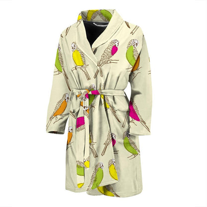 Parakeet Pattern Print Design A01 Men Bathrobe-JORJUNE.COM
