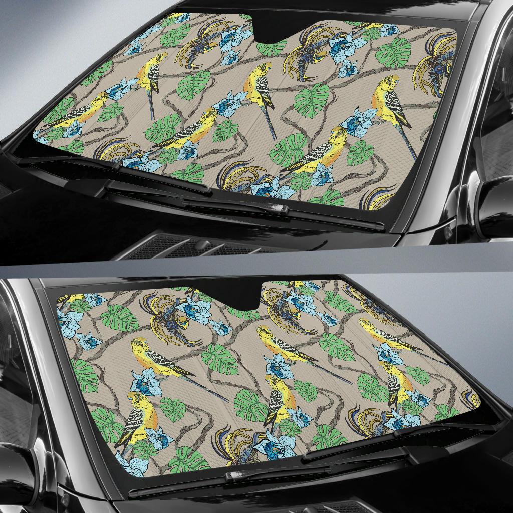 Parakeet Pattern Print Design A02 Car Sun Shades-JORJUNE.COM