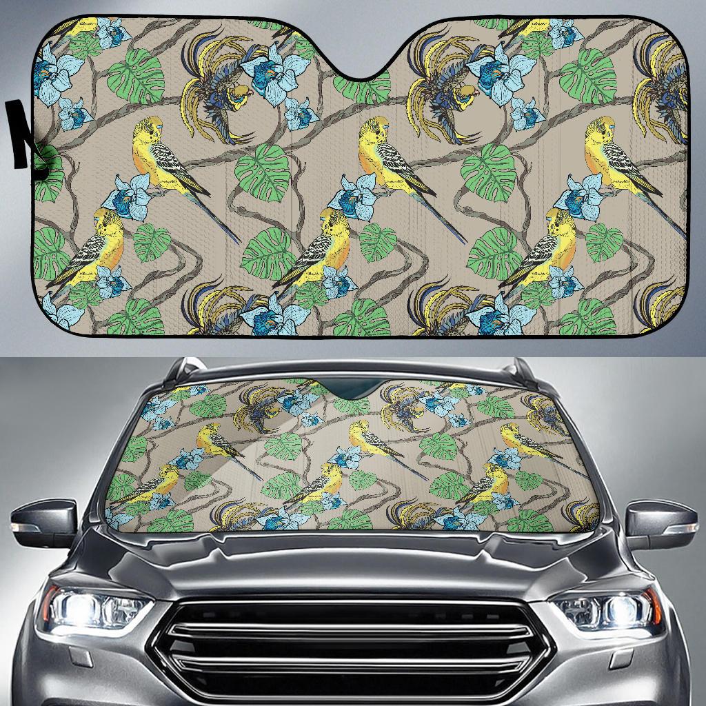 Parakeet Pattern Print Design A02 Car Sun Shades-JORJUNE.COM